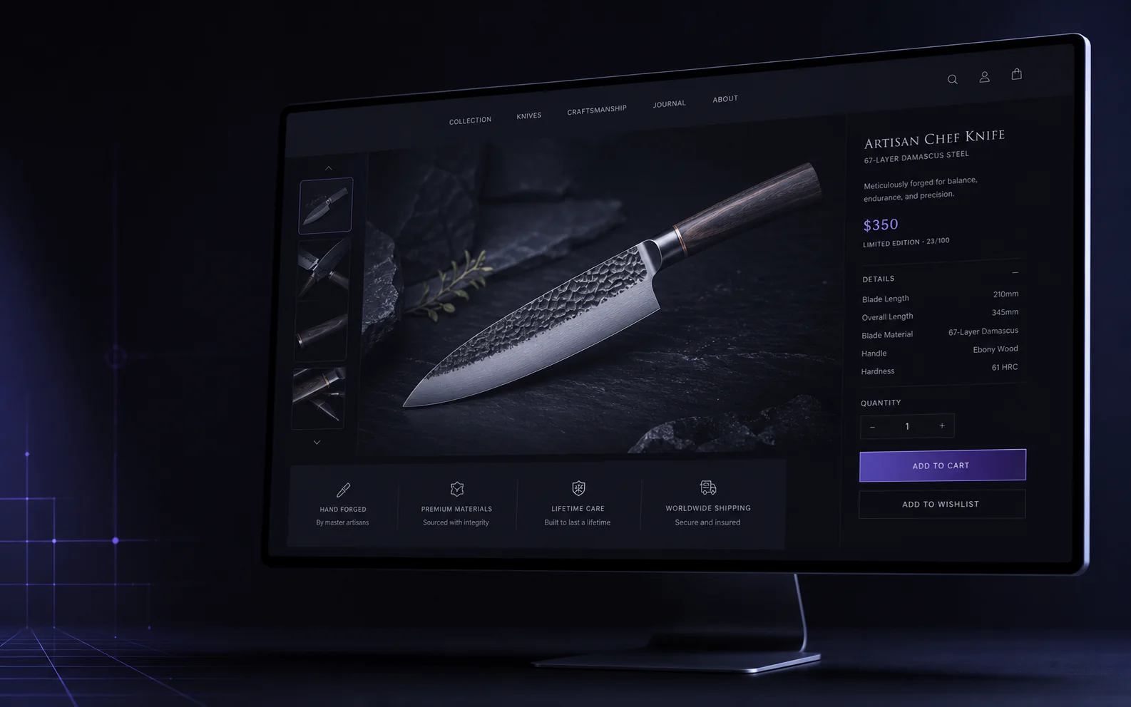 Kronos Knives — E-commerce platform for a premium knife brand